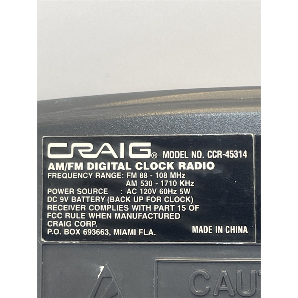 Craig FM RADIO ALARM CLOCK Model NO:-CCR45314 Tested - Picture 11 of 15